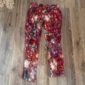 Straight Leg Printed Pants in Red Multi